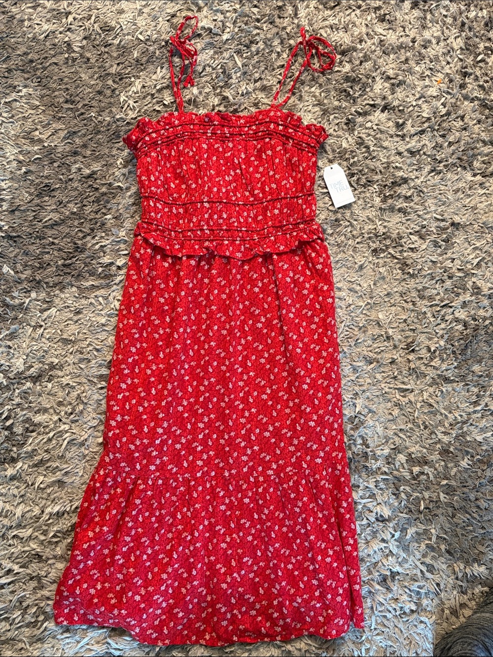 New time and true red cotton dress women’s S